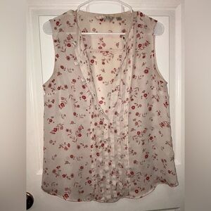 Lauren Conrad Floral Sleeveless Top - Cream and Red